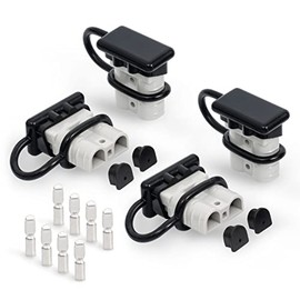 E-SYXIOKJ Wire Connector, 50A Battery Quick Connect Disconnect Wire Connector Kit, 6 to 12 Gauge Cables, 12V to 36V Wire Harness Plug Set for Winches Motors Car Trailer, Set of 4 (Gray)