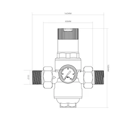 Vancoco Pressure Regulator Water 1/2 Inch Adapter DN 15, Water Pressure Regulator with Pressure Gauge and Filter, Reusable Brass Pressure Regulator