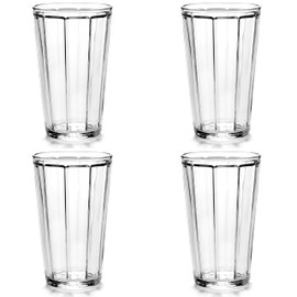 Serax Set of 4 Longdrink Drinking Glasses | Surface glassware by Sergio Herman | Clear Water Glass Cups without Lids | Home Essentials, Kitchen Set | Suitable for Beer, Juice, Coffee