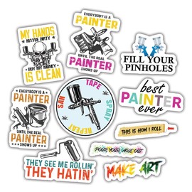 (10pcs) Painter Stickers Funny Paint Artist Art Painting Painter Decals Funny Gifts Multiple Different Design, Waterproof, UV- Resistant, Suitable for Tumbler, Laptop, Car, Truck