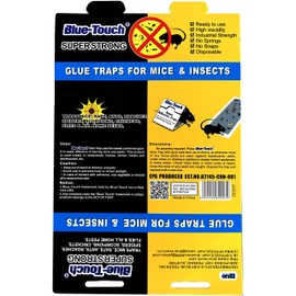 Blue-Touch Mouse Glue Traps, Peanut Butter Scented Best glue traps glue boards for mice, insects and crawling pests. 8.5x5.5 inches, 1.1 OZ – 100 Traps/Box