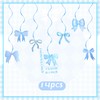Blue Bow Hanging Garland Satin Ribbon Bow Party Decorations Bowknot