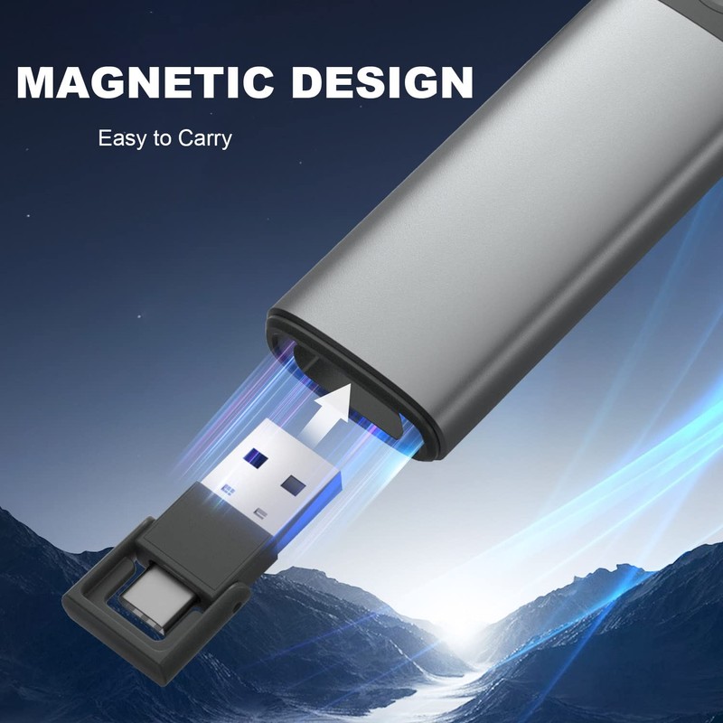 Rechargeable Presentation Clicker for Laptop PowerPoint, USB-A USB-C Presentation Pointer,