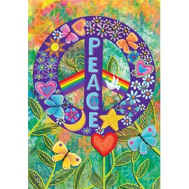 Briarwood Lane Peace Floral House Flag Primitive Everday 28" x 40"