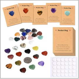 ISAROARO 28 Sets Pocket Hug Heart Worry Stone Keepsake Exchange Relationship Cards for Colleagues Family Distance Social Celebration of Life Gift (28 Heart)