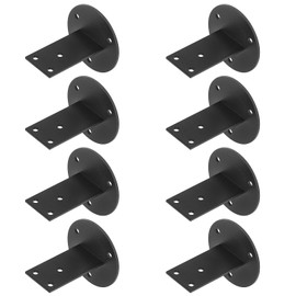 8 Pack Black Stair Handrail Bracket for Square Wood Railing, Wall Mount Flat Support, Stainless Steel, 2" Projection