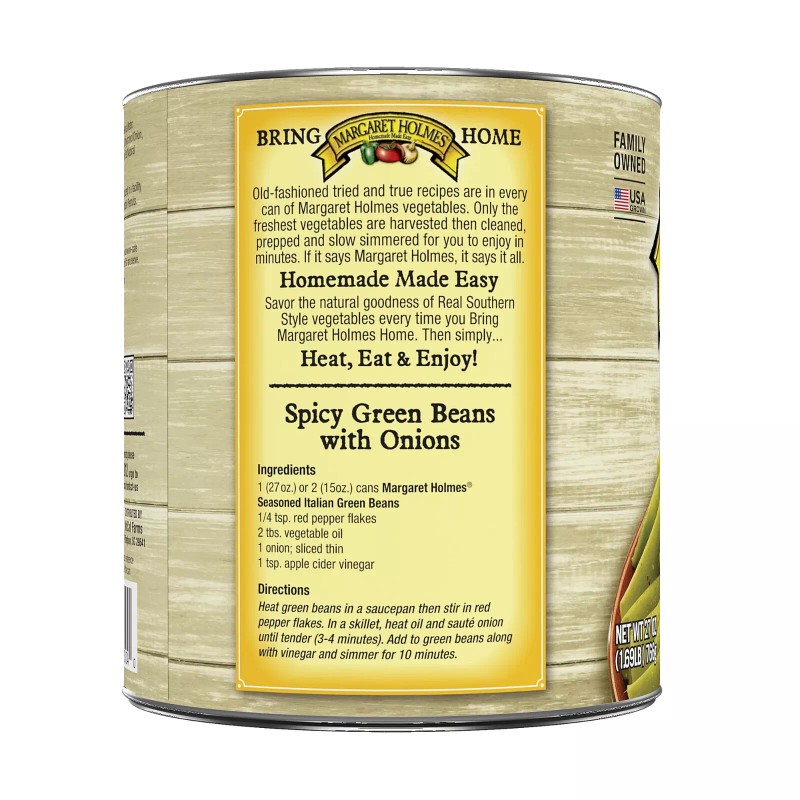 Margaret Holmes Seasoned Italian Green Beans, 27 oz Can pack