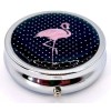 Pink Flamingo Polka Dots 3 Compartment Purse Travel Pill Box