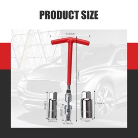 Diamall 3-Piece Spark Plug Socket Wrench Set - T-Handle Design with 16mm (5/8") & 21mm (13/16") Sockets, 45# Steel Spark Plug Removal & Installer Tool for Cars, Lawn Mowers, Motorcycles (Red)