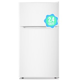 DEMULLER 2.4 Cu.ft White Mini Fridge with Top Freezer Dorm Refrigerator with 7 Adjustable Temperature Control & Ajustable Feet, Small Fridge Ideal for One Person Use Apt Kitchen Office