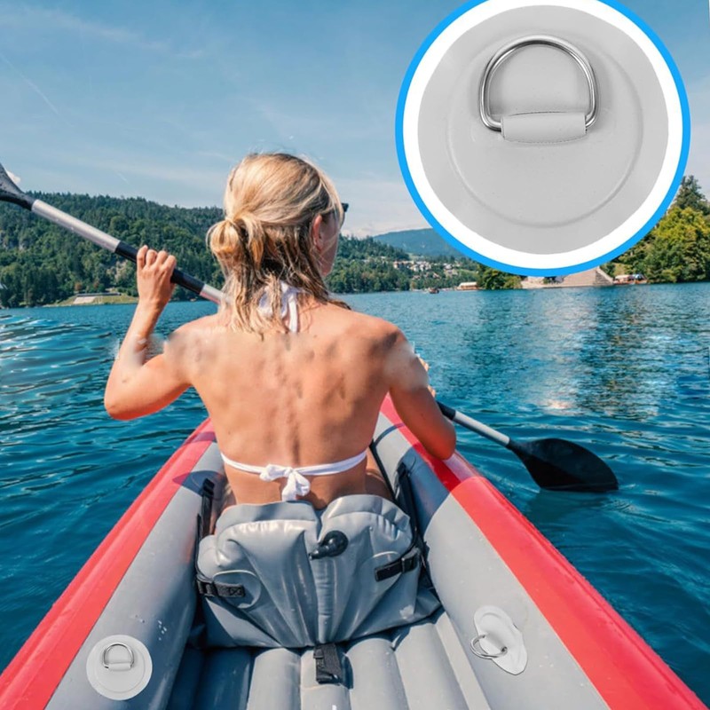 Priaora 4pcs Pad/Patch D Rings for PVC Inflatable Boat Canoe