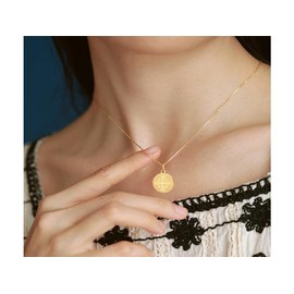 EUEAVAN Jerusalem Crusaders Cross Pendant Necklace Jerusalem Medallion Disc Greek Religious Medieval Jewelry Baptism Gift Women Men (gold)