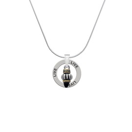 Delight Jewelry Two-tone Drop with Black Crystal - Live Ring Charm Necklace, 18"