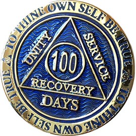 100 Days AA Medallion Reflex Blue Gold Plated 100 Day Chip