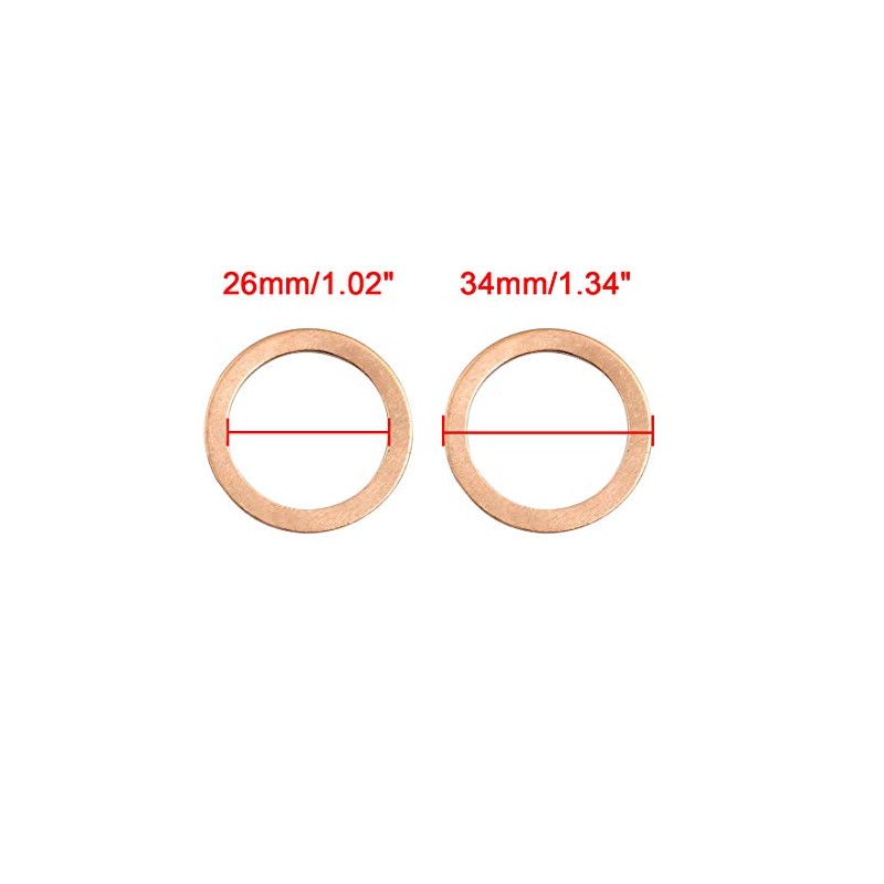 sourcing map Washers Copper Sealing Washers 26 mm Pack of