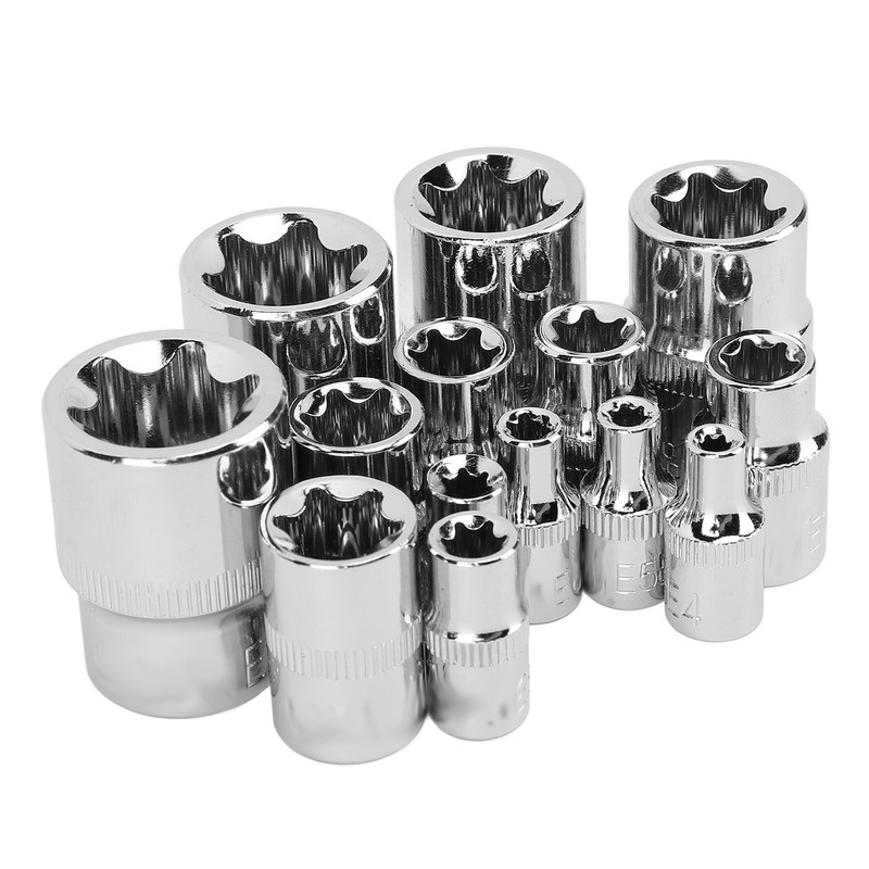 14Pcs E Star Socket Set Chrome Vanadium Steel Portable External