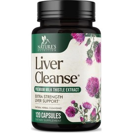 Nature's Nutrition Liver Cleanse Detox & Repair Formula - Herbal Liver Support Supplement: Milk Thistle with Silymarin, Artichoke Extract, Dandelion, Beet, Chicory Root, & Turmeric for Gentle Liver Health - 120 Capsules