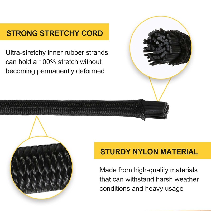 Zakous Strong and Durable Bungee Cord Roll - 1/4" x