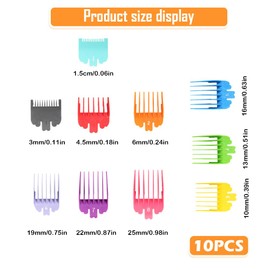 10-Piece Multicolor Hair Clipper Guard Set, Replacement Hair Clipper Guards,Multicolor Hair Clipper Limit Combs,Replacement Combs for Hair Clippers and Trimmers