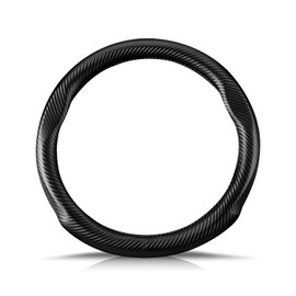 Ergocar Carbon Fiber Material Steering Wheel Cover Anti-Slip Breathable Sweat Absorbent Fashionable Sport Steering Wheel Sleeve for The Round Shape with Diameter of 15"（37.5-38cm）-Black