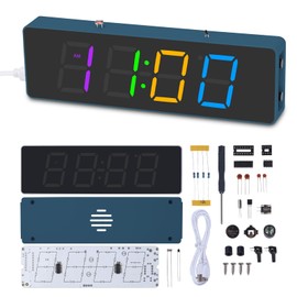 BANRIA Soldering Practice Kit,4-Digit Digital Alarm Clock Kit with RGB Colorful Modes,Large Diplay DIY Clock Soldering Project Kit for Students and Beginners Soldering and Learning Home Office Use