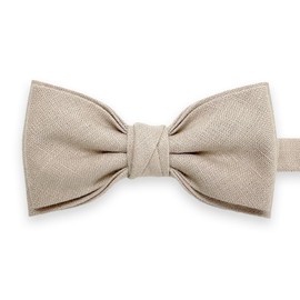 LINILI Linen Bow Tie and Pocket Square Set for Men, Pre-tied and Adjustable, Handmade in EU, Colour: Beige
