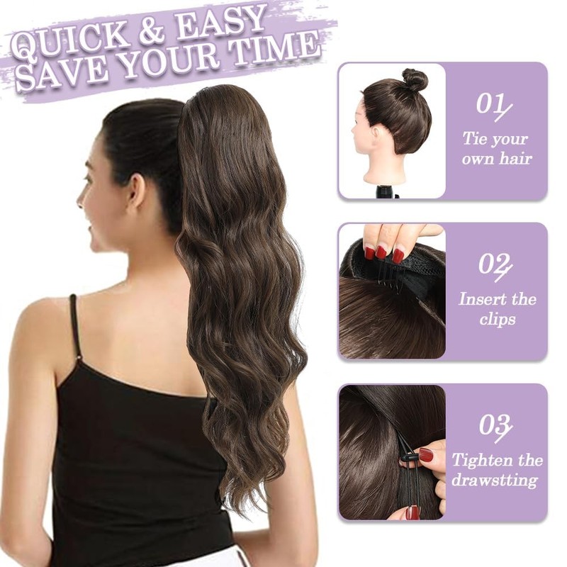 Ms Taj Ponytail Extensions, 66 cm with Drawstring, Light Reddish