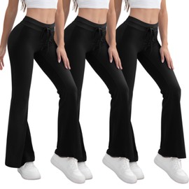 HiBwoBwo 3 Pack Womens Flare Leggings Black Yoga Pants for Women Butt Lifting High Waist Flared Leggings Workout Pants Bootcut