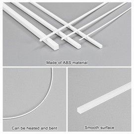 M METERXITY 15 Pack Square Plastic Bar Bars 5mm x 250mm AB S Smooth Plastic Tube Rods for DIY Craft Sticks, Sand Table Models, Scene Making, Easy to Cut and Paint [White]