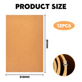 Vueinrg Pack of 12 A4 Cork Boards 2 mm Thick Cork for Crafts 30 x 20 cm Rectangle Cork Mats Cork Board Cork Board Cork Board for Crafts Wall Table Decoration