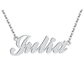 Stainless Steel Silver Julia Name Necklace Nameplate Charm Necklaces Womens Mom Birthday Valentine Jewelry