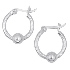 Silverly 925 Silver Small Hoop Earrings - 17 mm Round Tube Ball Hoops for Women - Chunky Design With Saddleback Closure - Ladies Fine Jewellery Gifts