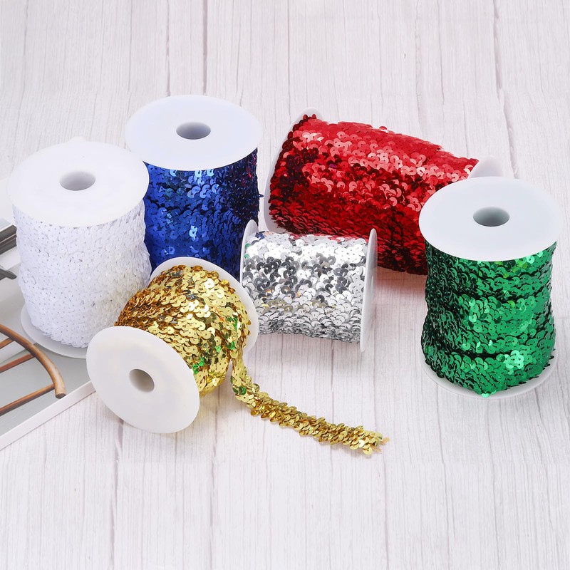 QUARKZMAN 5.5 Yards 3 Inch Elastic Sequin Border 3 Rows
