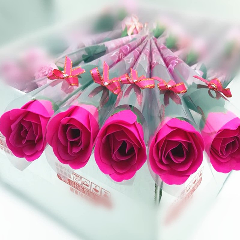 24 Pcs Soap Flowers, Roses, Individually Wrapped, Non-Withering, Gift (Pink