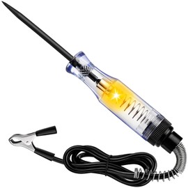 Test Light Automotive, Circuit Tester 6V-12V-24V Car Electrical Pen with Alligator Clip Long Stainless Probe, Continuity Voltage Fuse Dual Color Polarity Indicator for Sedan, SUV,RV and Truck