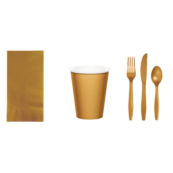 Baxters Party Bundles Bulk, Gold, 50 Count Paper Dinner Napkins,