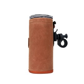 TOURBON Canvas and Leather Bike Bottle Holder Bicycle Drinks Cup Holder Cycling Water Bottle Cage