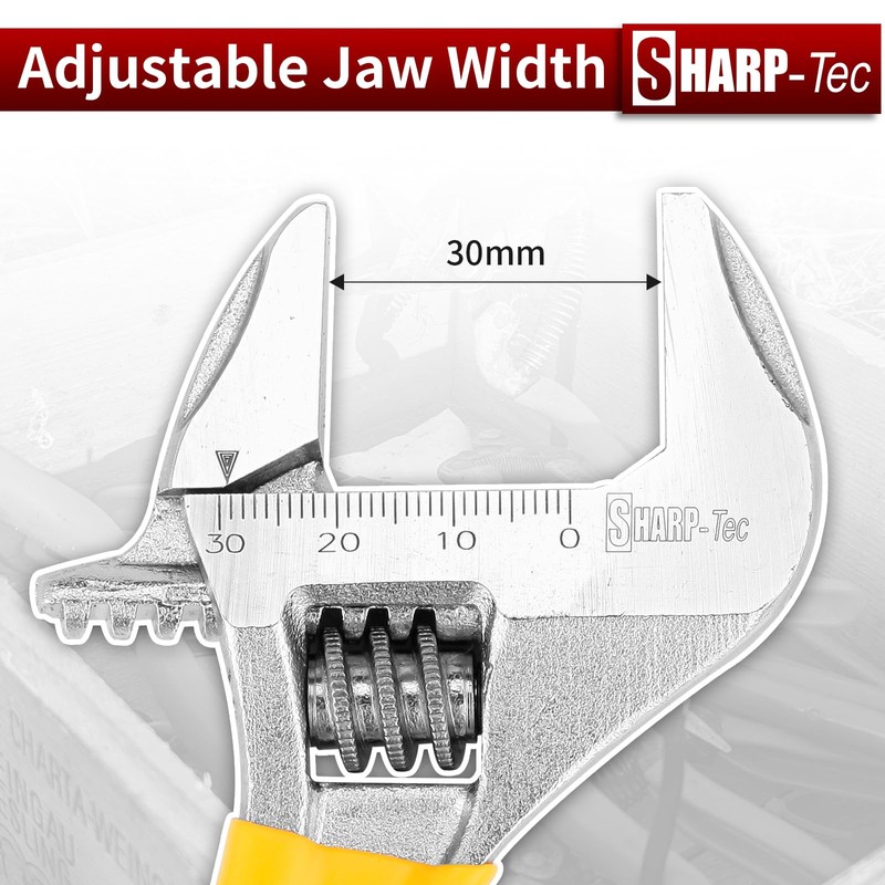 Sharp-tec 5 inch Adjustable Spanner, 30mm Wide Jaw Opening Adjustable
