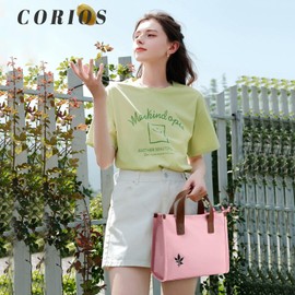 CORIOS Women's Canvas Handbag Casual Shoulder Bag Handbag Multifunctional Tote Bag Handbag for Work School Shopper Everyday Travel, pink, Casual