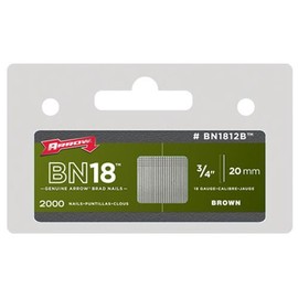 Arrow BN1812BCS 18-Gauge Steel Brad Nails for Molding, Cabinets, Framing, Trim, and Finishing, Safe to Use with Electric or Battery Powered Nailers, Brown, 3/4 Inch, 2000 Pack