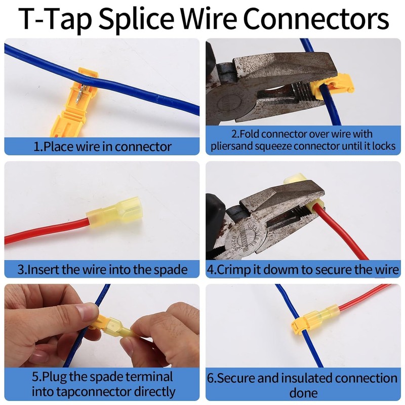 T Tap Wire Connectors, 120 Pcs Electrical Wire Connectors, Wire