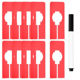 uxcell Clothes Dividers,10 Pack Rectangle Closet Rack Dividers Clothing Rack Size Dividers Blank Labels with Marker Pen Writable & Reusable for Hanging Clothes Sorting Size, Red