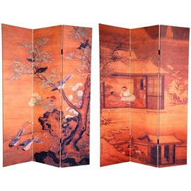 Oriental Furniture 6 ft. Tall Double Sided Chinese Landscapes Canvas Room Divider