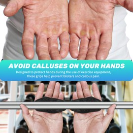 Anti-Slip Workout Grips, Ergonomics Rubber Gym Grips, Weight Lifting Grips for Hand Protection, Workout Gym Gloves for Men and Women Deadlift, Fitness Training, Weightlifting and Exercise(1 Pair)