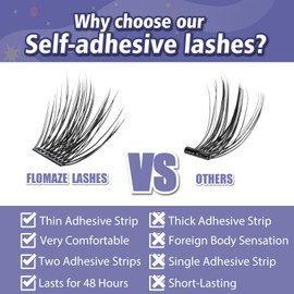 Self Adhesive Eyelashes, 156 PCS self adhesive eyelash clusters, No Glue Needed, Dual-row Glue Strips Individual Lash Extension Super Sticky Reusable False Lashes (Volume-Mixed)