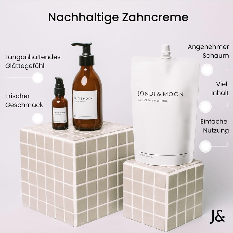 Jondi&Moon Toothpaste Natural Cosmetics - 250 ml Refill Bag -