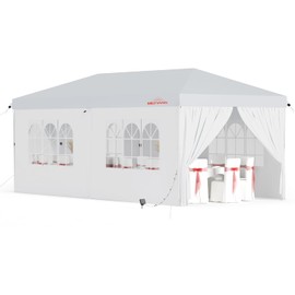 Benass 10x20 Outdoor Canopy Tent for Parties, Heavy Duty Pop Up Canopy with Removable Sidewalls, White