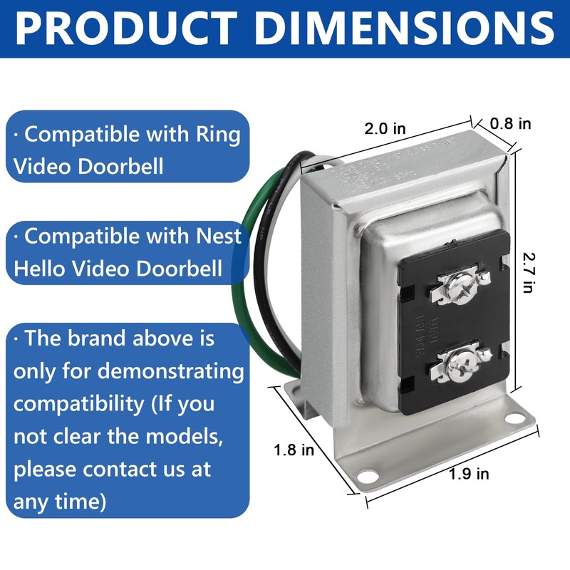 Funmit Doorbell Transformer 16V 10VA Compatible with Ring Wired Video