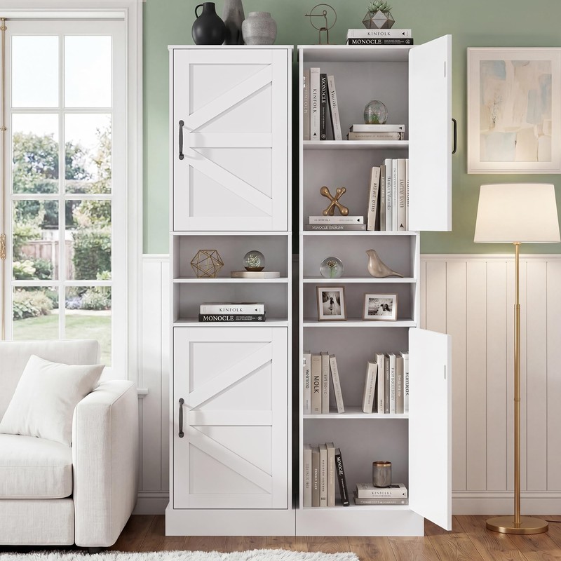 67" H Tall Bathroom Storage Cabinet with 2 Barn Doors