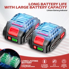 VARAI Cordless Hedge Trimmer, 2-in-1 Hedge Trimmer, Ultra Long Battery Life with Battery*2, high-Power and high-Capacity Grass Trimmer for Gardens, Yards and lawns, Including Charger